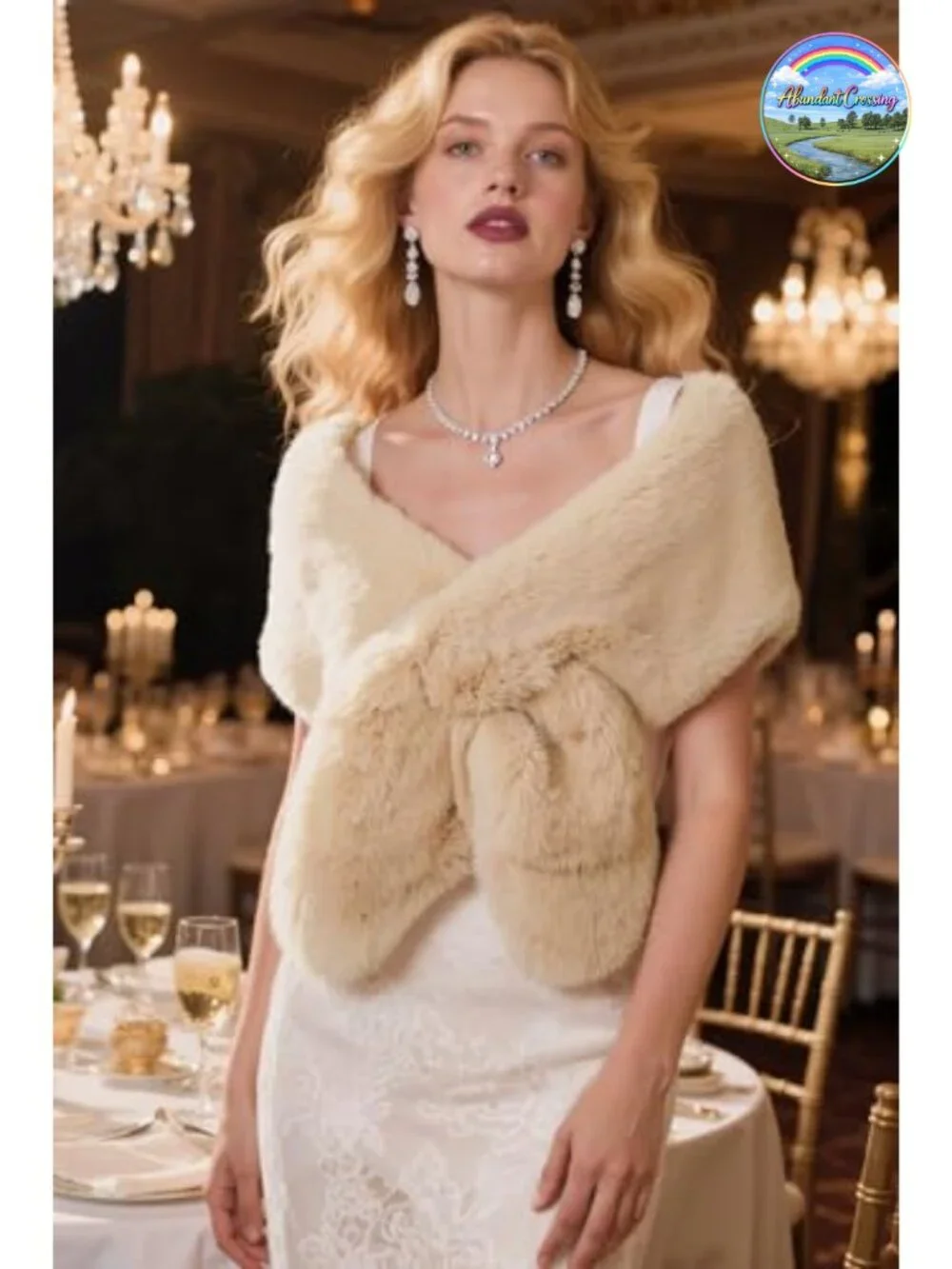 Faux Fur Shawl Wrap Evening Party Cover Up Wedding Stole